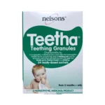 Nelsons Teetha Teething Granules 24 saszetki – przód opakowania homeopatycznego granulatu na ząbkowanie