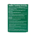 Nelsons Teetha Teething Granules 24 – tył pudełka z instrukcją dawkowania i składem