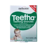 Nelsons Teetha Teething Granules 40 saszetek – przód opakowania homeopatycznego granulatu na ząbkowanie