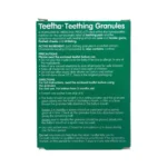 Nelsons Teetha Teething Granules – tył pudełka z instrukcją dawkowania i składem