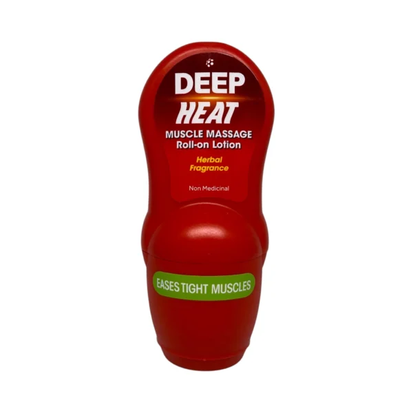 Deep Heat Muscle Massage Roll-On Lotion 50 ml – balsam do masażu na napięte i spięte mięśnie, butelka roll-on