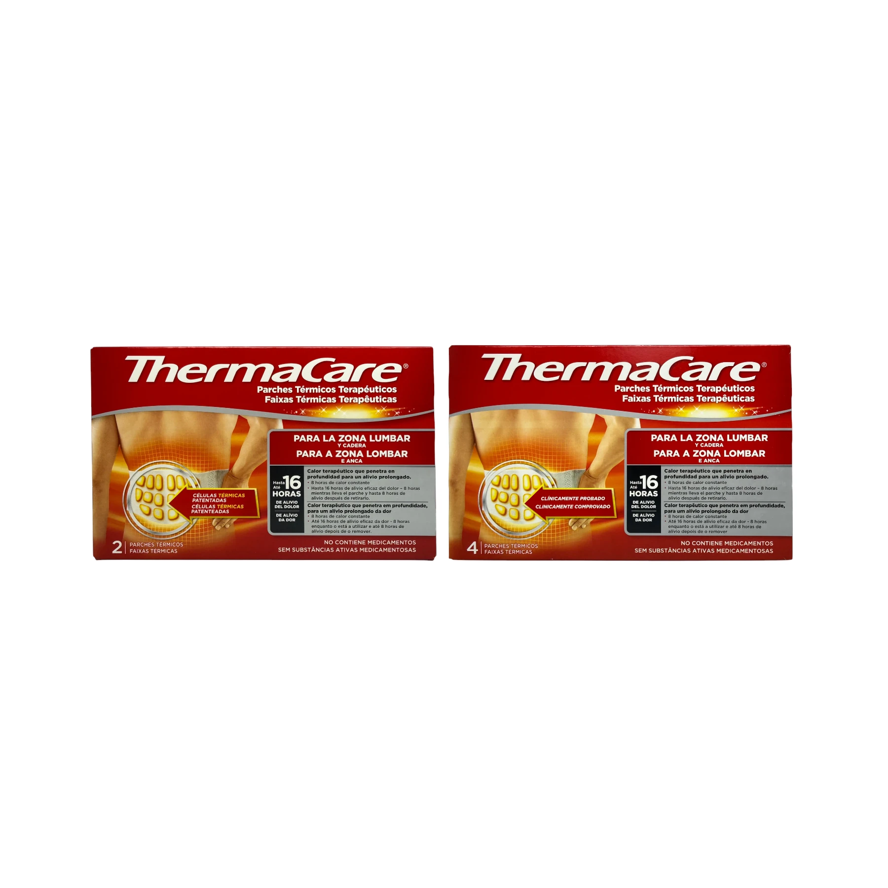 ThermaCare Plecy 2 i 4 sztuki – opaska rozgrzewająca na odcinek lędźwiowy, pudełka porównanie
