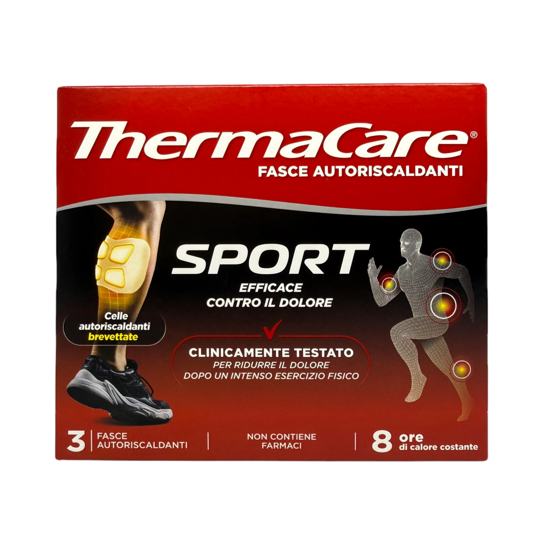 ThermaCare Sport 3 sztuki – skuteczny na ból mięśni po treningu, pudełko przód