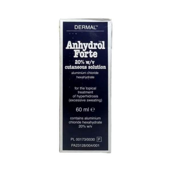 Anhydrol Forte 20% 60 ml – preparat na nadmierną potliwość z chlorkiem glinu, kartonik
