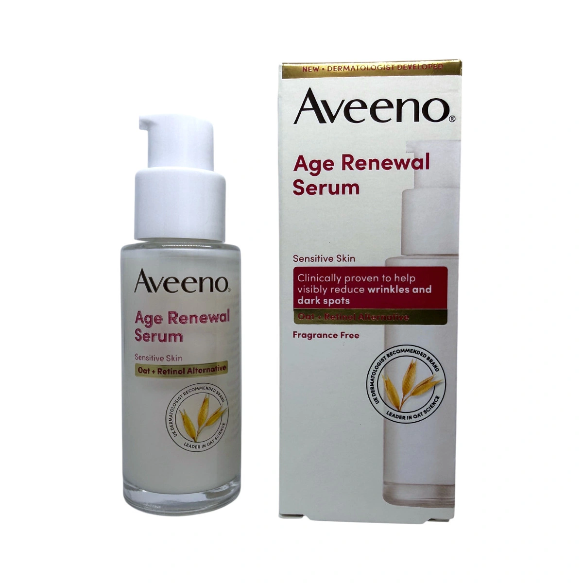 aveeno-age-renewal-serum-30ml Aveeno Age Renewal Serum 30 ml – butelka z pompką i opakowanie serum