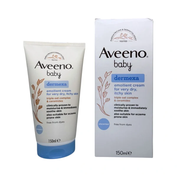 Aveeno Baby Dermexa Emollient Cream 150 ml – krem emolientowy w tubie i opakowaniu