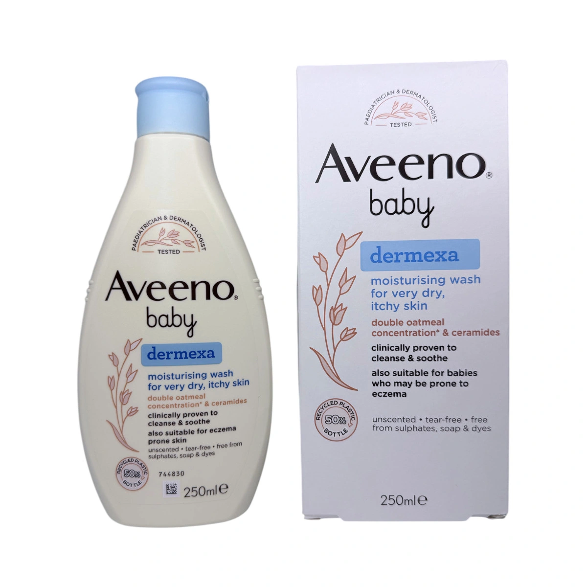 Aveeno Baby Dermexa Moisturising Wash 250 ml – płyn do mycia w butelce i opakowaniu