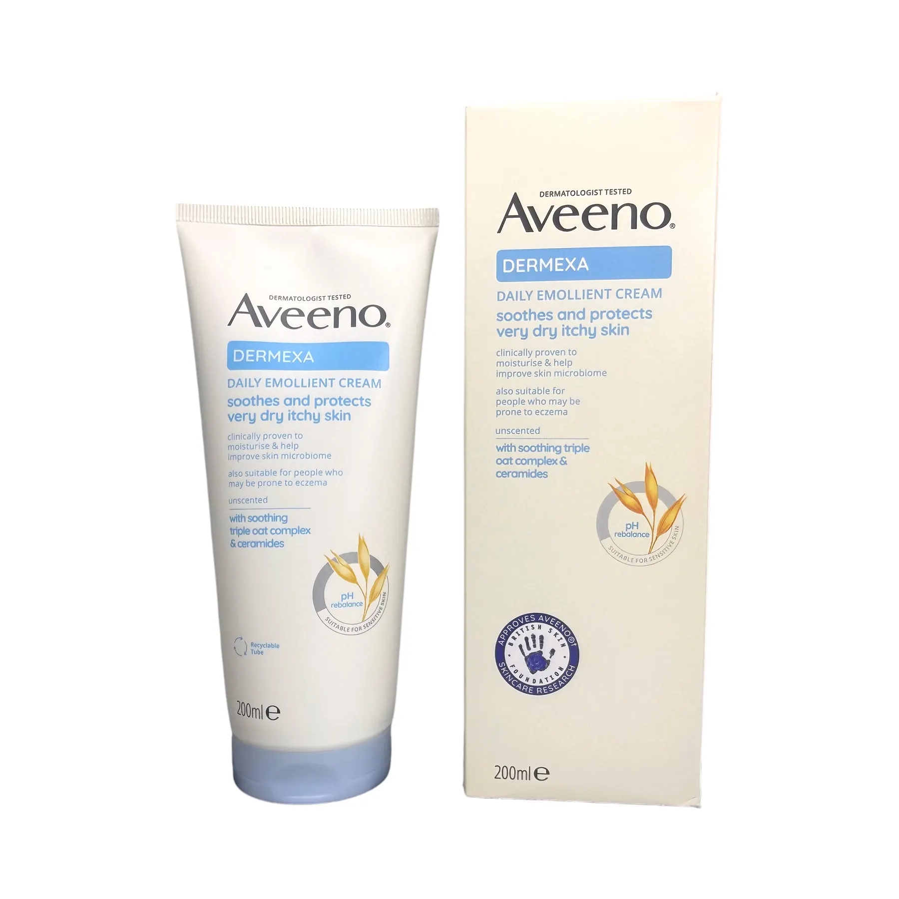 Aveeno Dermexa Daily Emollient Cream 200ml – krem dla skóry ze skłonnością do egzemy, tuba i pudełko