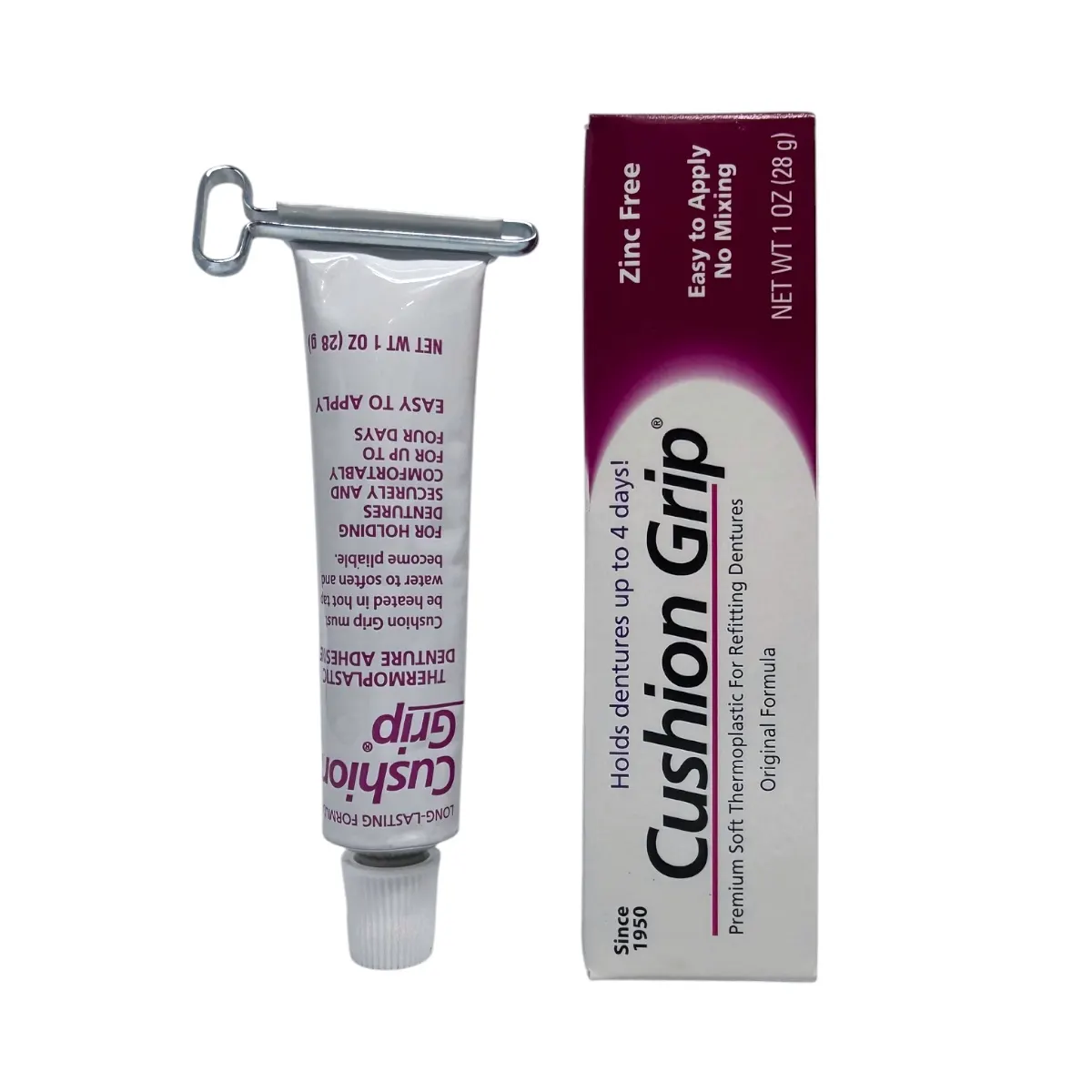 Cushion Grip 28 g – klej do protez zębowych bez cynku, tubka i opakowanie