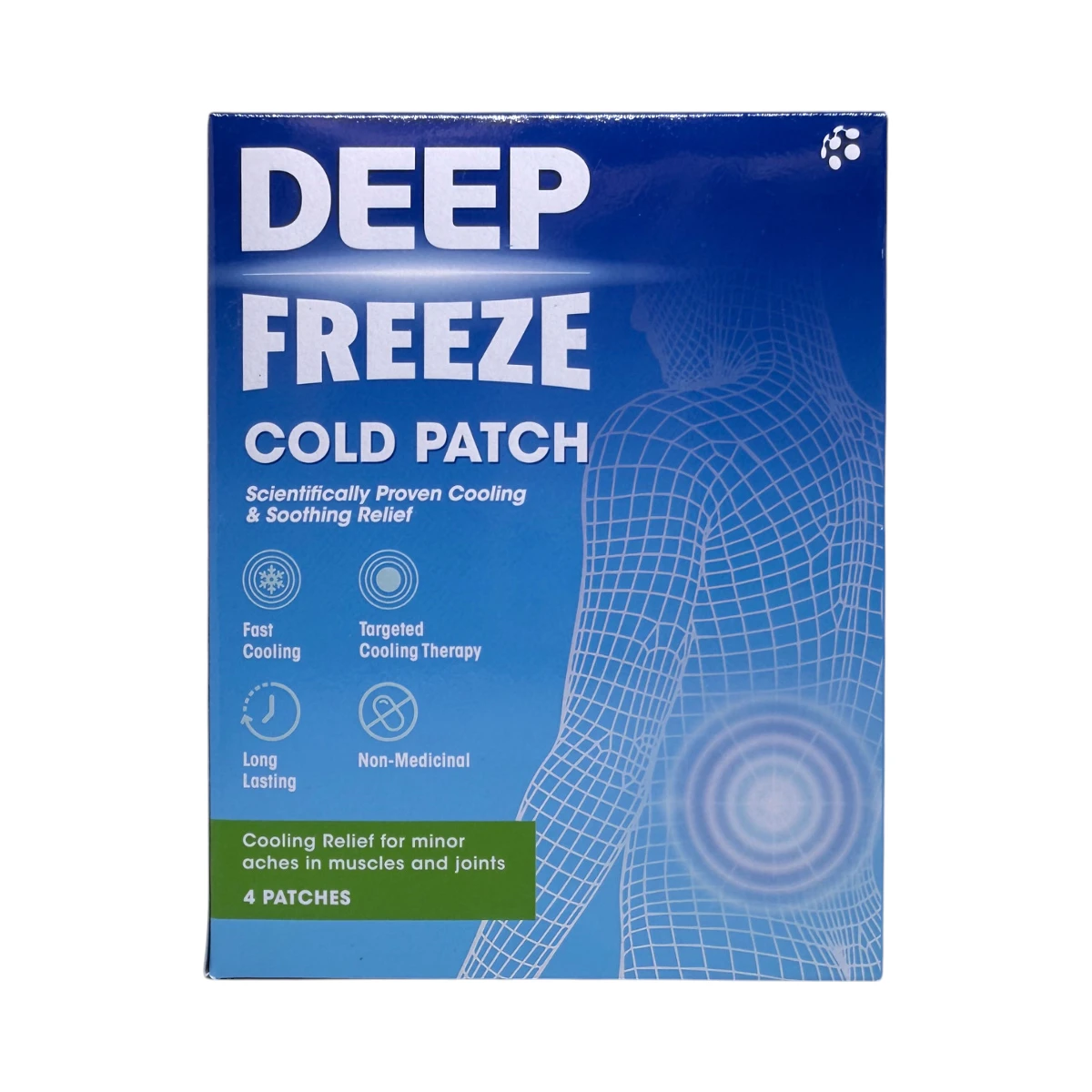 Deep Freeze Cold Patch 4 szt. – chłodzące plastry na bóle mięśni i stawów, opakowanie