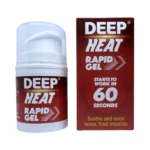Deep Heat Rapid Gel 50 ml – szybko działający żel rozgrzewający na mięśnie, butelka i kartonik