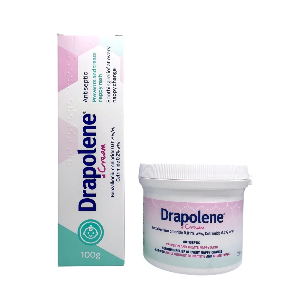 Drapolene Cream 100 g i 350 g – antyseptyczny krem na odparzenia pieluszkowe, dwa warianty opakowania