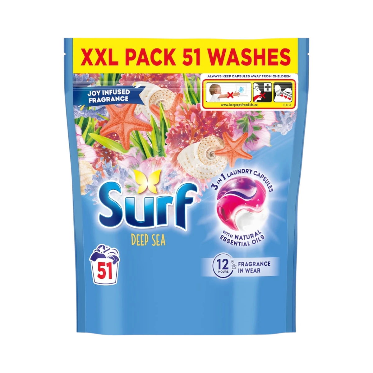 Surf Deep Sea kapsułki do prania 3w1 51 szt. – XXL Pack, opakowanie typu worek