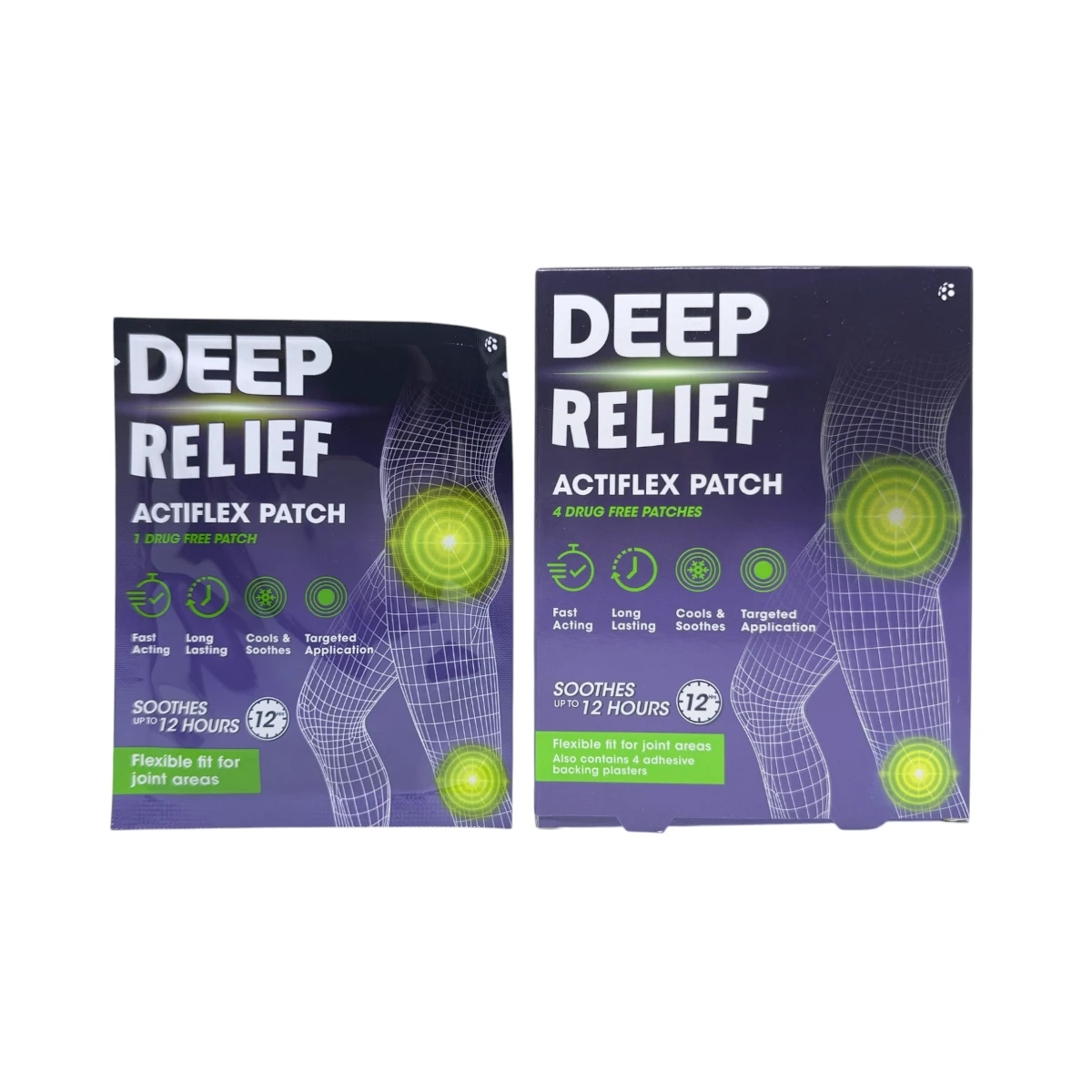 deep-relief-actiflex-patch-4szt Deep Relief Actiflex Patch – hydrożelowe plastry chłodzące na stawy z omułkiem i kwasem hialuronowym 4szt - obrazek 1