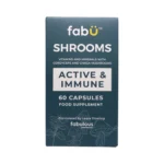 fabÜ Shrooms Active & Immune 60 kapsułek – suplement z Cordyceps i Chaga, kartonik