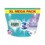 Fairy Non Bio Platinum Silk Tree Blossom & Jasmine XL Mega Pack 44 – kapsułki do prania dla wrażliwej skóry, opakowanie