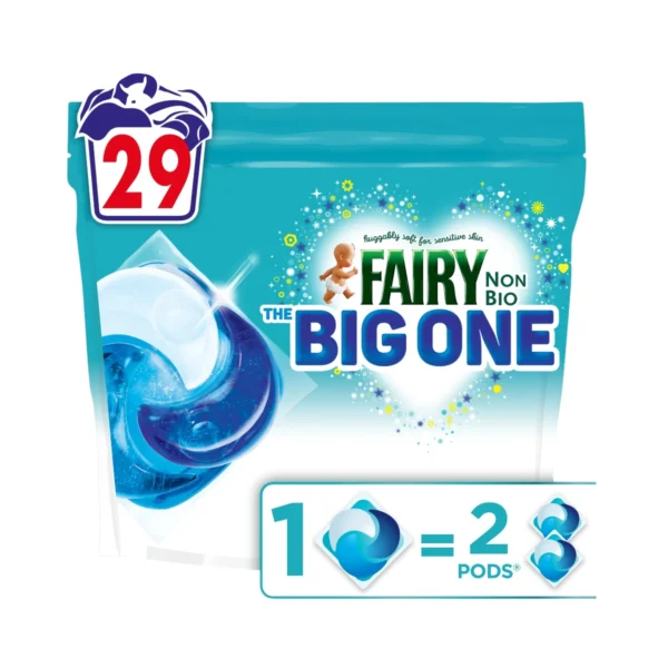 Fairy Non Bio The Big One 29 – skoncentrowane kapsułki do prania dla wrażliwej skóry, opakowanie