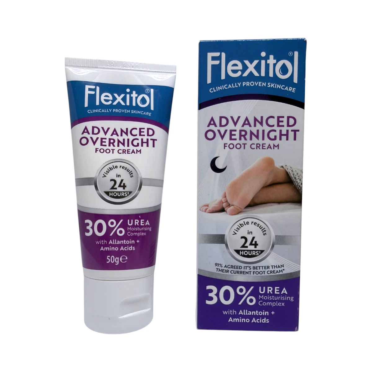 Flexitol Advanced Overnight Foot Cream 50 g – krem do stóp z 30% mocznika, tubka i kartonik