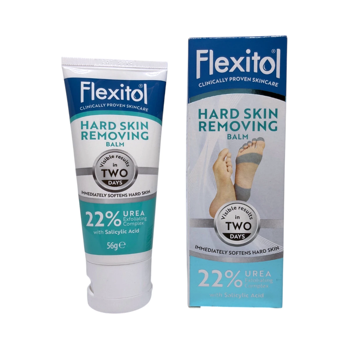 Flexitol Hard Skin Removing Balm 56 g – balsam na zrogowaciałą skórę stóp z 22% mocznika, tubka i kartonik