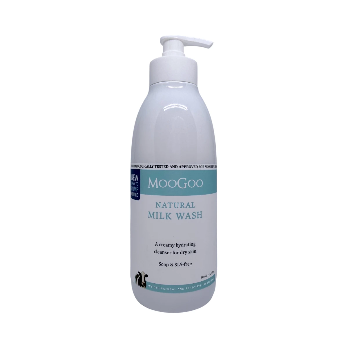 MooGoo Natural Milk Wash 500 ml – delikatny preparat myjący do suchej i wrażliwej skóry, butelka z pompką