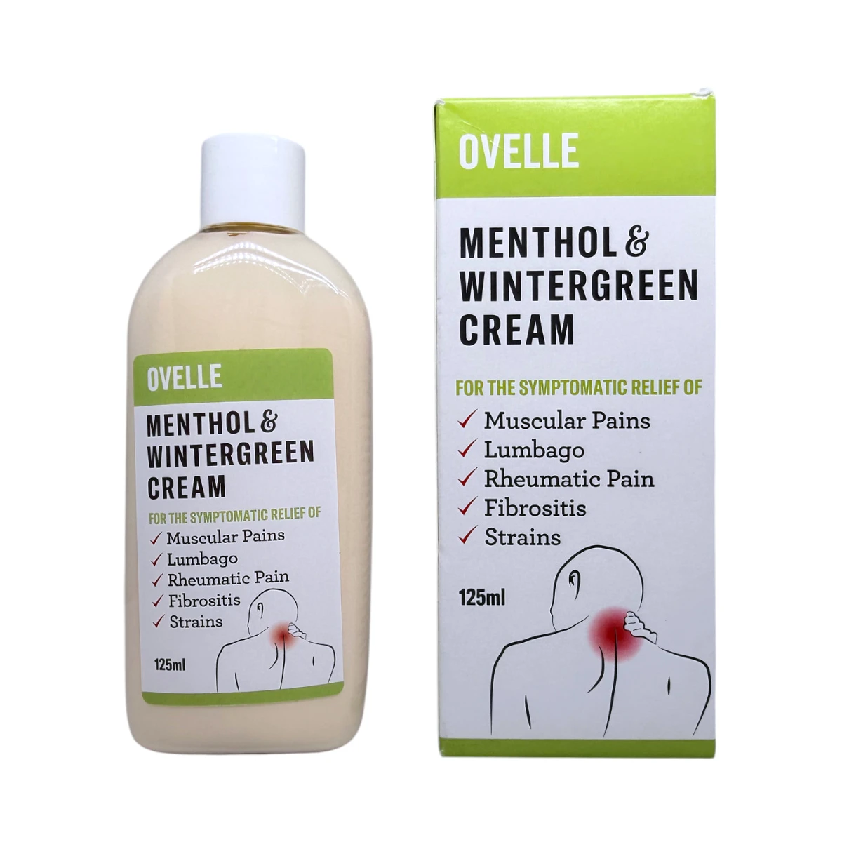 Ovelle Menthol & Wintergreen Cream 125 ml – krem z mentolem i wintergreen, butelka i kartonik