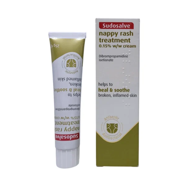 Sudosalve Nappy Rash Treatment 25 g – antyseptyczny krem na odparzenia pieluszkowe, tubka i kartonik