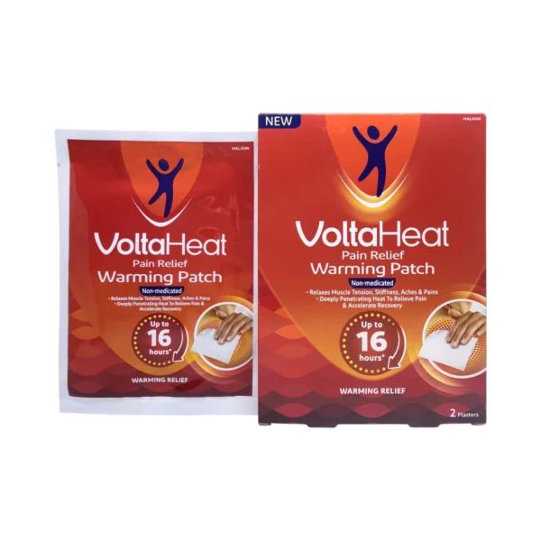VoltaHeat Pain Relief Warming Patch 2 plastry – saszetka z plastrem i opakowanie