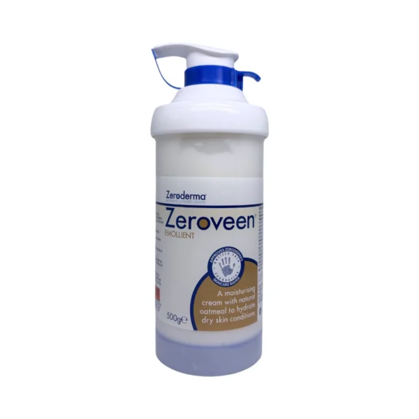 Zeroveen Emollient 500 g – emolient z naturalnymi płatkami owsianymi do suchej skóry, butelka z pompką